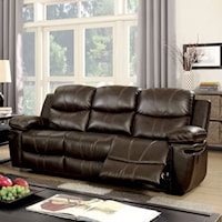 Transitional Reclining Sofa with Drop Down Table