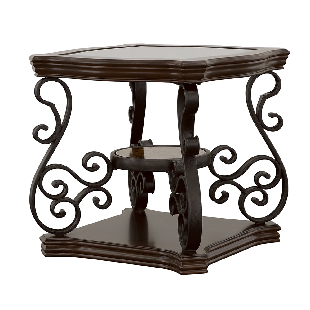 1-shelf Glass Top End Table Deep