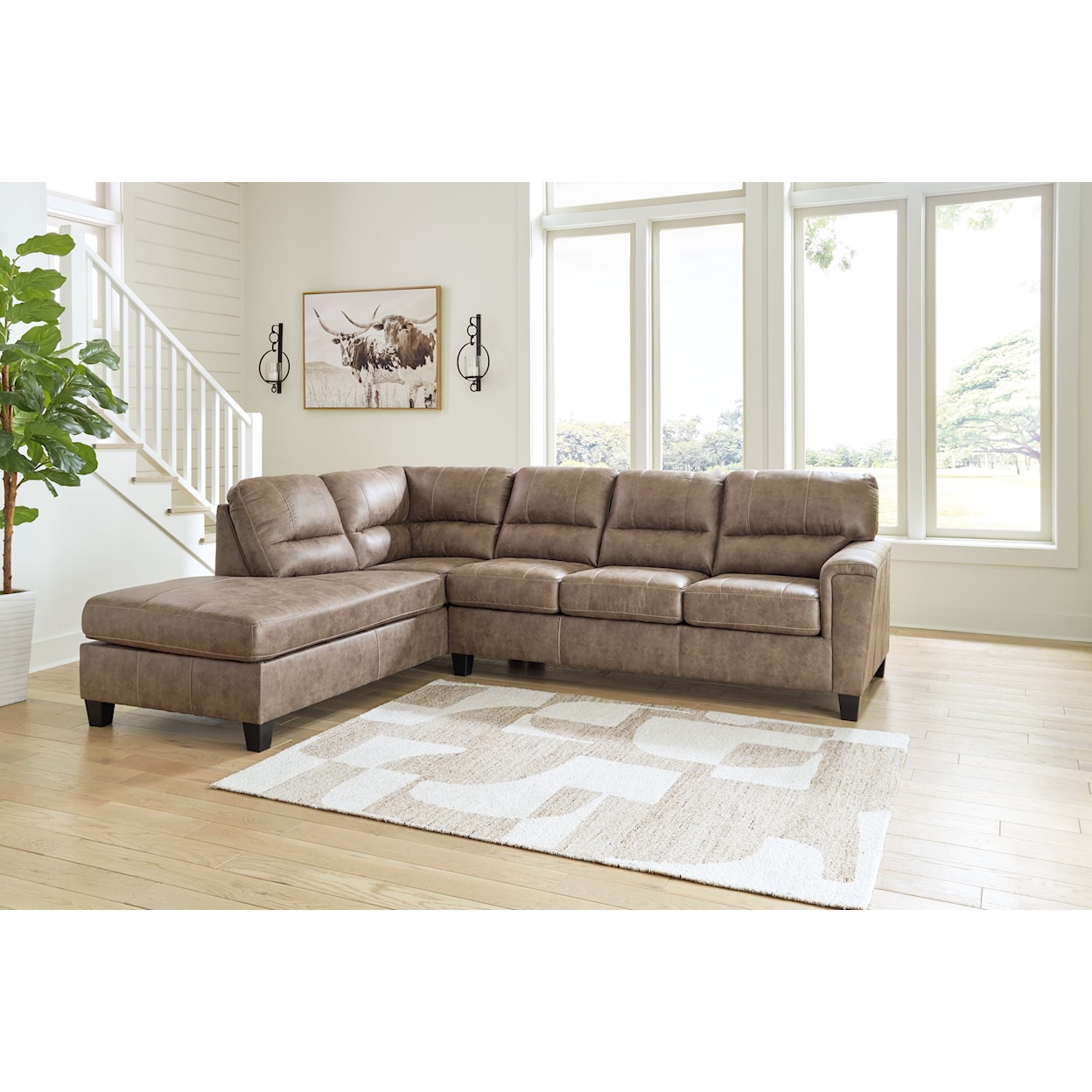 Ashley Furniture Signature Design Navi 2-Piece Sectional w/ Sleeper and Chaise