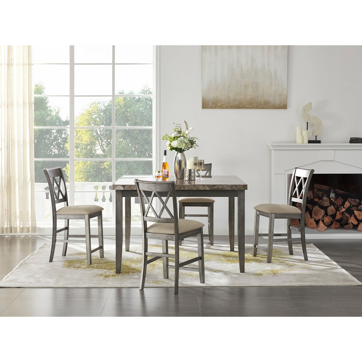 Signature Design by Ashley Curranberry 5-Piece Square Stone Top DIning Set