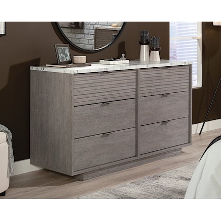 Contemporary Six-Drawer Dresser with Easy-Glide Drawers