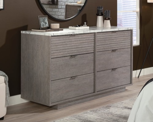 Contemporary Six-Drawer Dresser with Easy-Glide Drawers