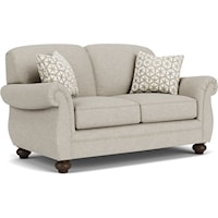 Transitional Loveseat with Bun Feet