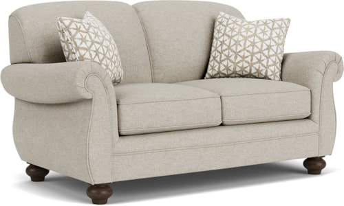 Transitional Loveseat with Bun Feet