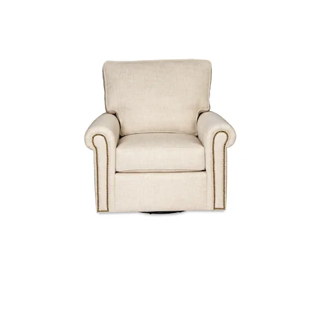 Transitional Swivel Chair with Nailhead Studs