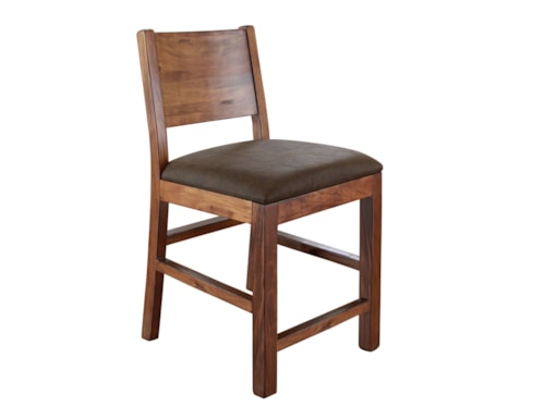 Rustic Counter-Height Bar Stool with Upholstered Seat