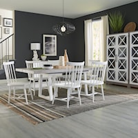 Modern Farmhouse 7-Piece Double Pedestal Dining Table Set