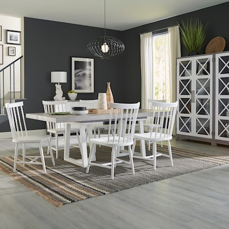 7-Piece Double Pedestal Dining Table Set