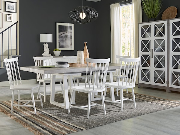 7-Piece Double Pedestal Dining Table Set