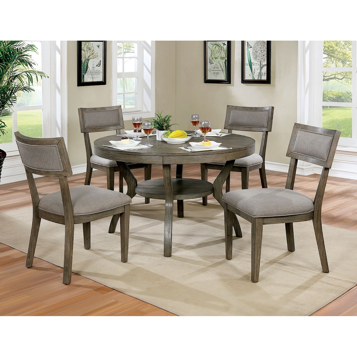 Furniture of America - FOA Leeds Round Dining Table Set