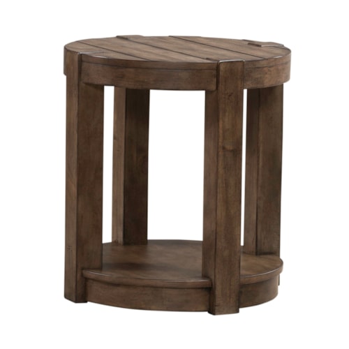 Transitional Round Chairside Table with Bottom Shelf