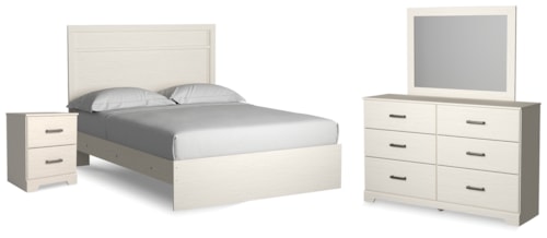 4pc Queen Panel Bed, Dresser, Mirror & Nightstand 