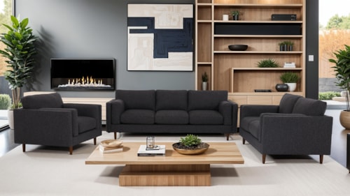 Mid-Century Modern 3-pc. Full Living Room Set