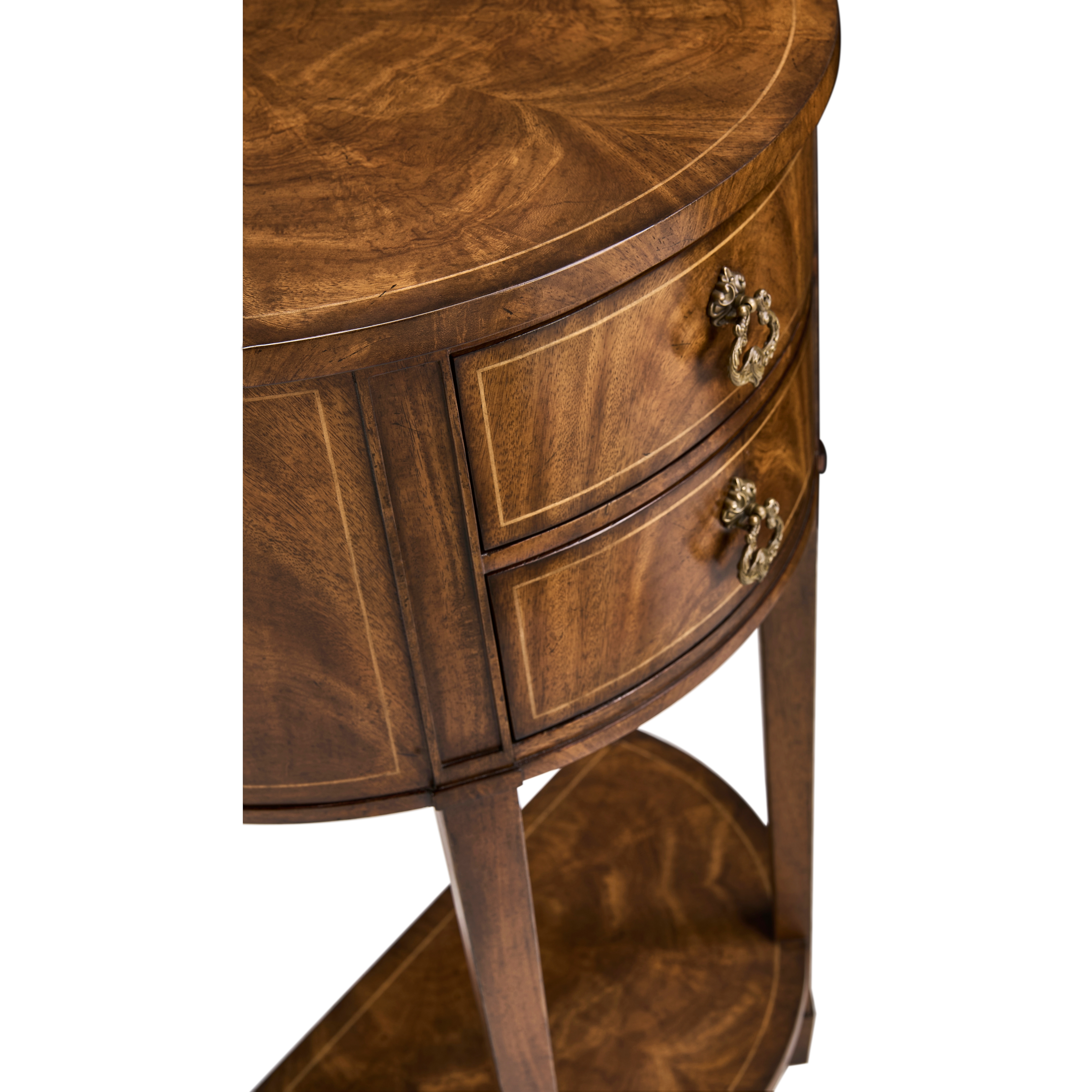 Jonathan Charles JC Traditional Crotch Walnut Demilune Narrow Tables