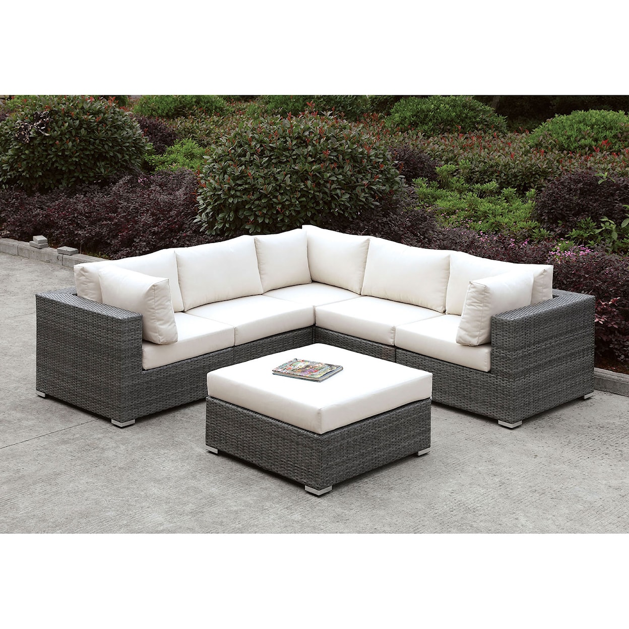 Furniture of America Somani L-Sectional + Ottoman