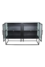 Moe's Home Collection Tandy Industrial Cabinet with Glass Doors and Iron Frame