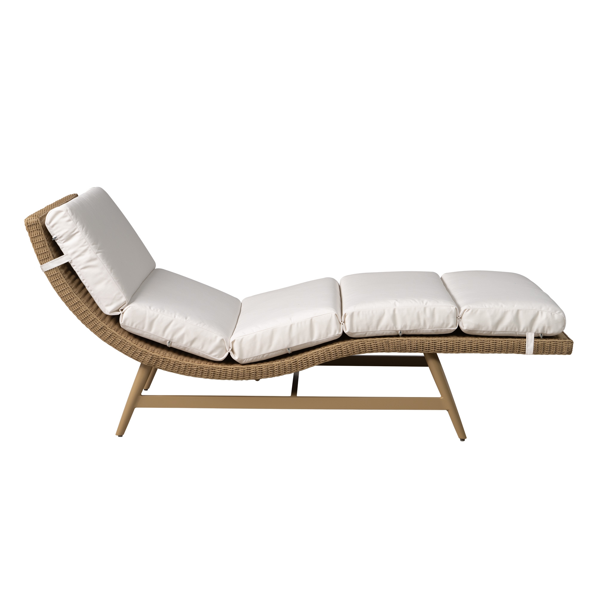 Cushioned Armless Wicker Chaise Sunbed