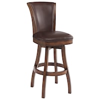 26" Counter Height Swivel Wood Barstool in Chestnut Finish with Kahlua Faux Leather