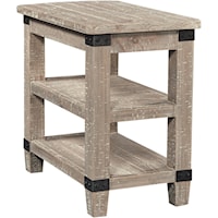 Rustic Farmhouse Chairside Table with Hidden Storage Top