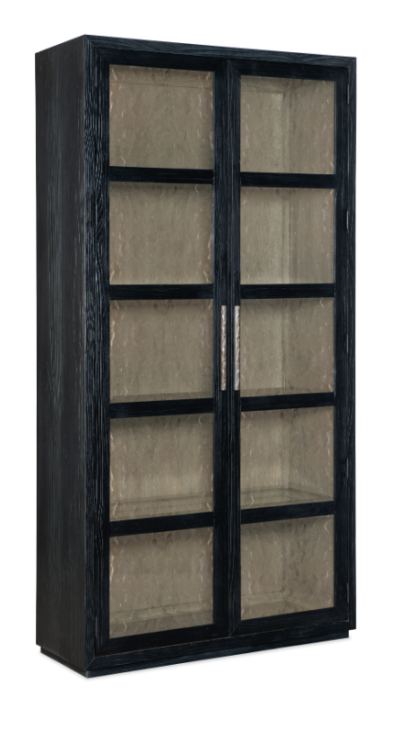 Casual 4-Shelf Curio Cabinet with Glass Doors and Built-In Lighting