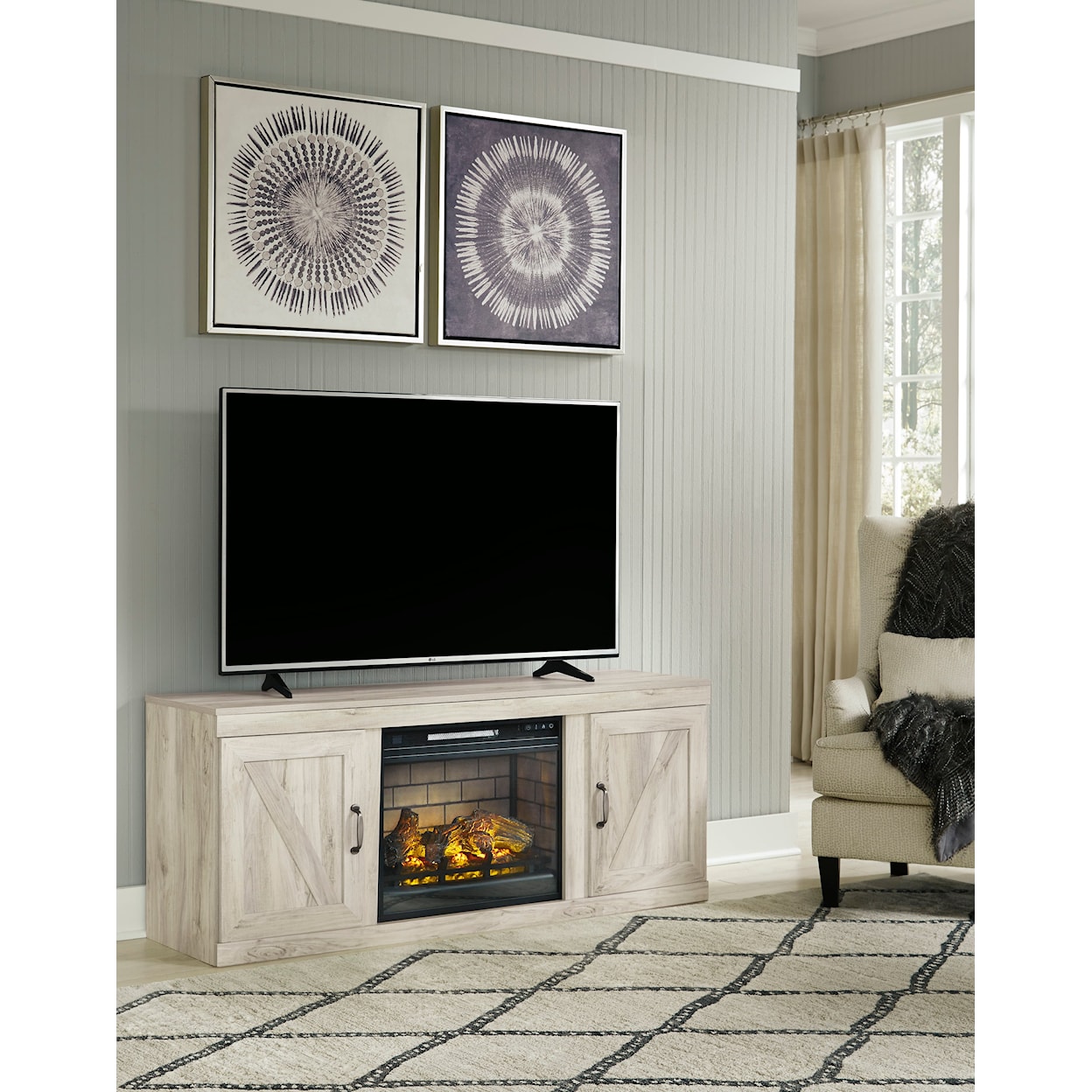 Signature Design by Ashley Bellaby 60" TV Stand with Fireplace