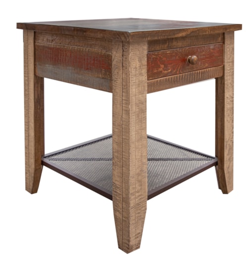Rustic End Table with Storage