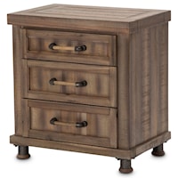 Rustic 3-Drawer Nightstand with Velvet-lined Drawers