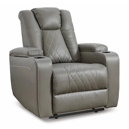 Contemporary Recliner with Storage Arms and Cup Holders