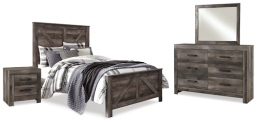 Queen Crossbuck Panel Bed, Dresser, Mirror, And Nightstand