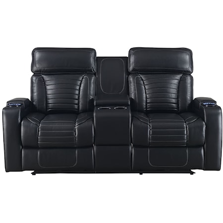 Dual-Power Leatherette Console Loveseat