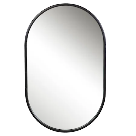 Varina Minimalist Black Oval Mirror