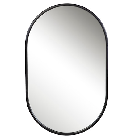 Varina Minimalist Black Oval Mirror