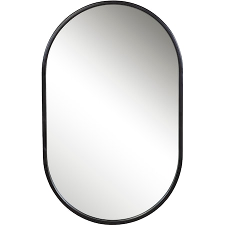 Varina Minimalist Black Oval Mirror