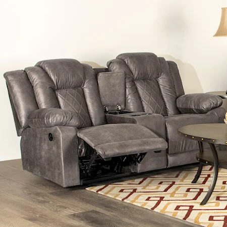 Contemporary Glider Console Loveseat with Dual Recliners