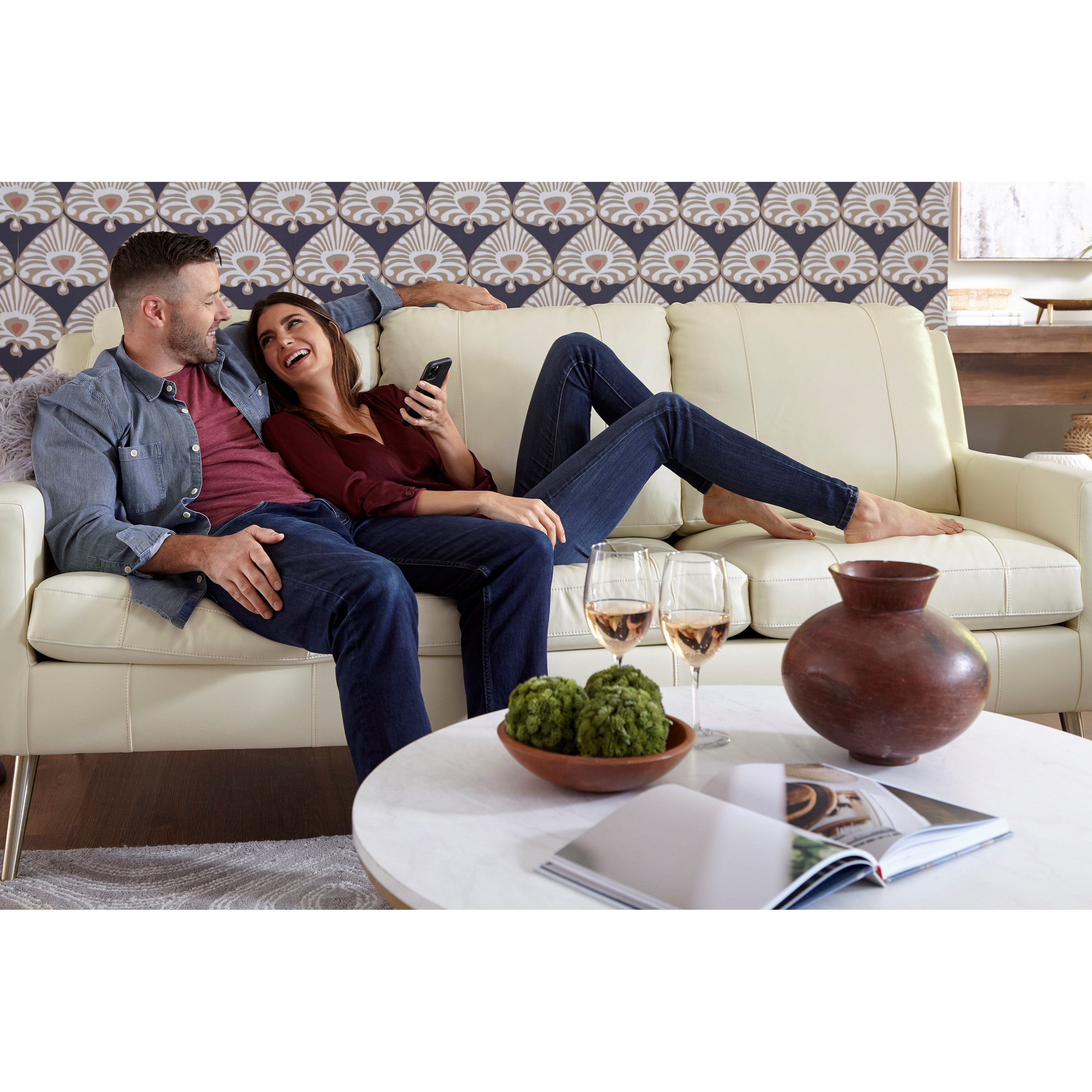 Best Home Furnishings Dacey S11BGLU 75507L BG Mid CenturyModern Sofa