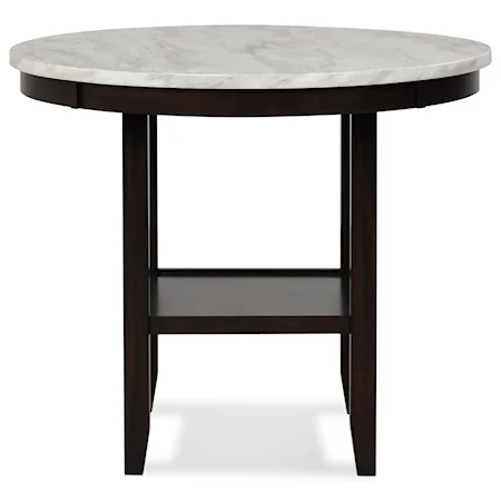 Transitional 42" Round Counter Table with Faux Marble Top