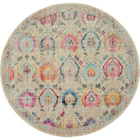 6'  Ivory/Multicolor Round Rug