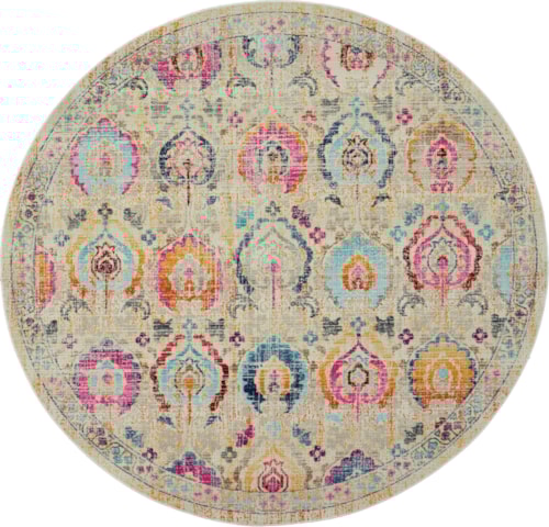 6'  Ivory/Multicolor Round Rug