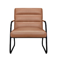 Transitional Metal Frame Channel Chair - Cognac