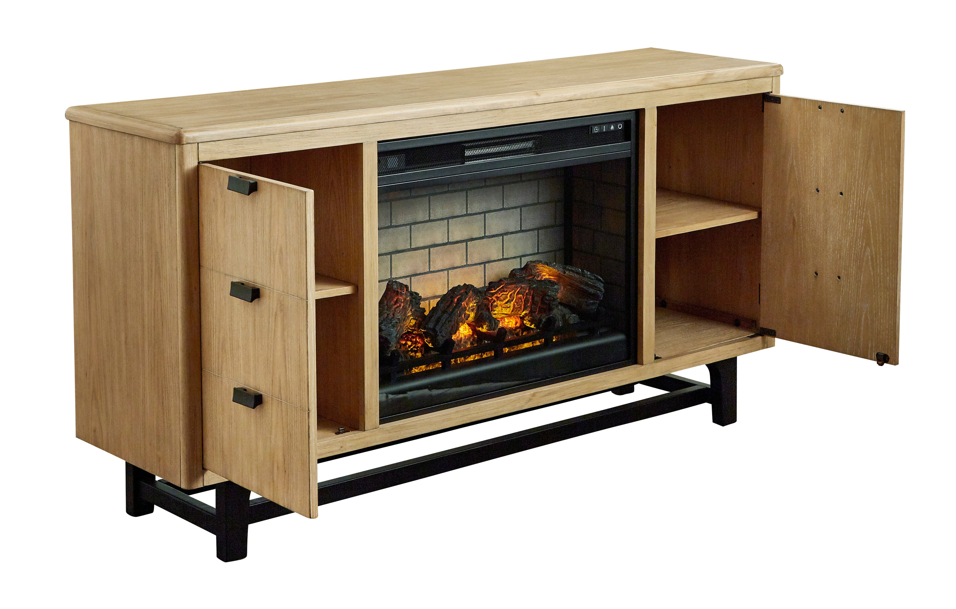 Benchcraft Freslowe W761W1 Large TV Stand with Fireplace Virginia