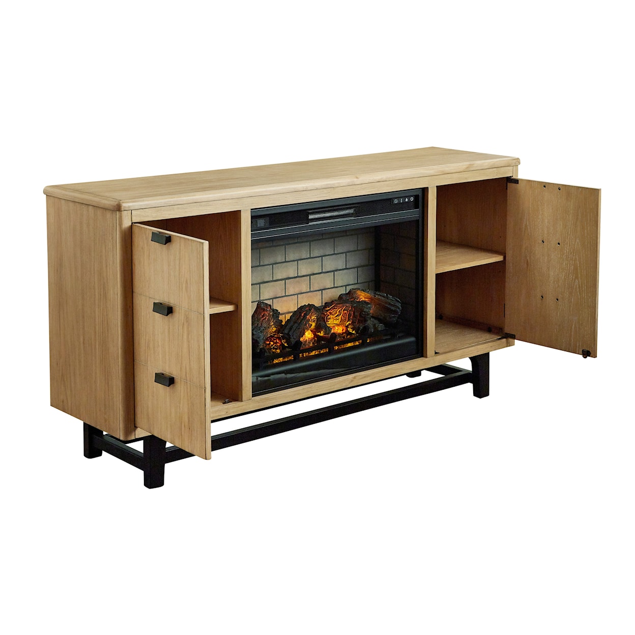 Signature Freslowe Large TV Stand with Fireplace