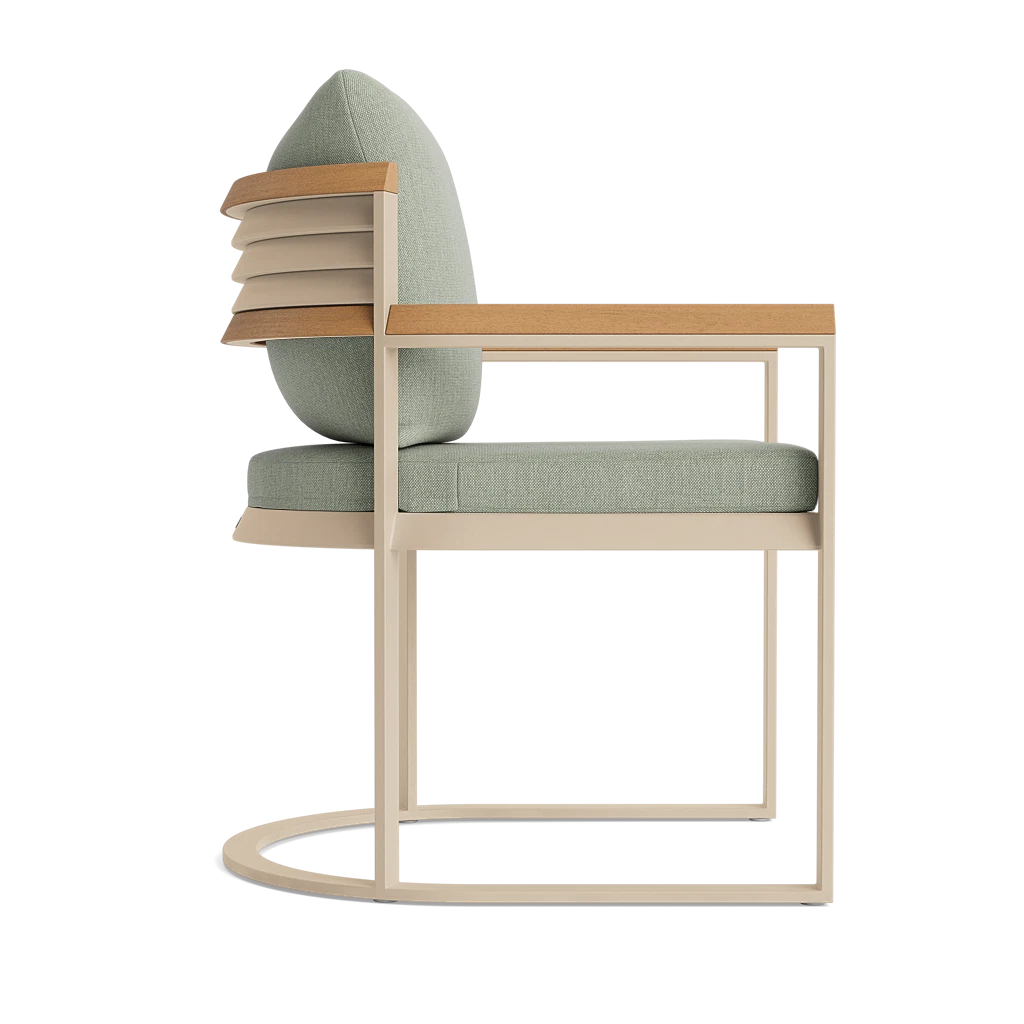 Cushioned Slat-Back Dining Arm Chair