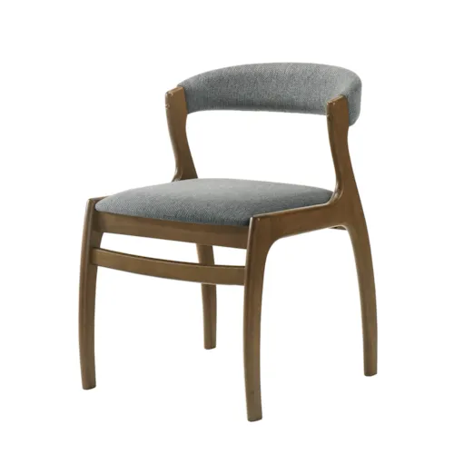 Mid-Century Modern Upholstered Open Barrel-Back Dining Chair