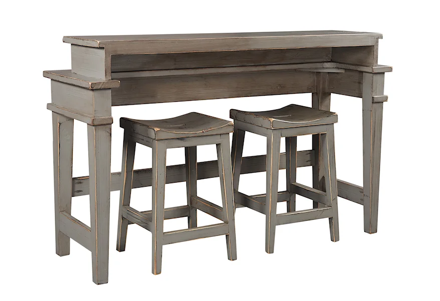 Reeds Farm Console Bar Table with Two Stools by Aspenhome at Z & R Furniture