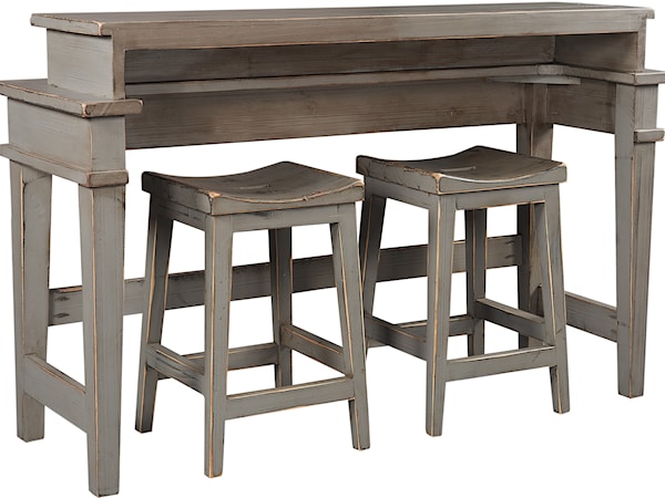 Console Bar Table with Two Stools