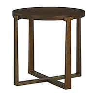 Contemporary Wood/Metal Round End Table