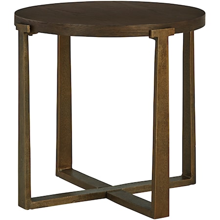 Contemporary Wood/Metal Round End Table