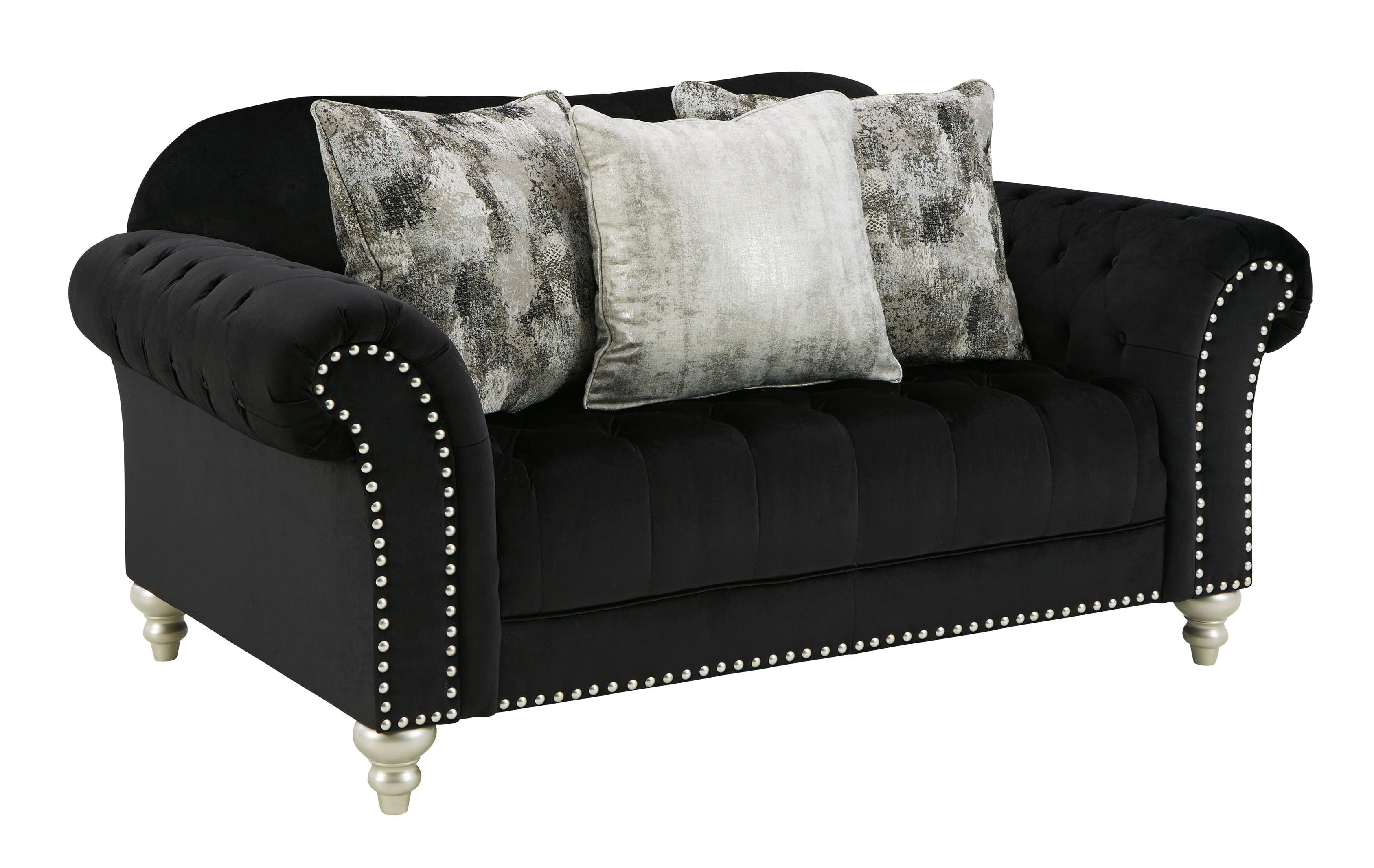 Signature Design By Ashley Harriotte 2620535 Black Fabric Loveseat With ...