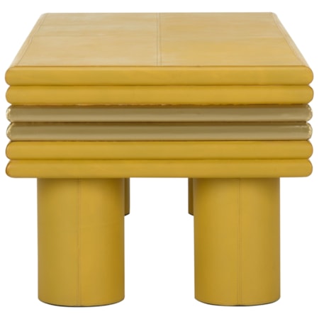 Coulter Leather Cocktail Table- Yellow