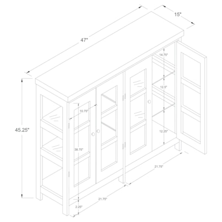 Wood Accent Storage Display Cabinet Off